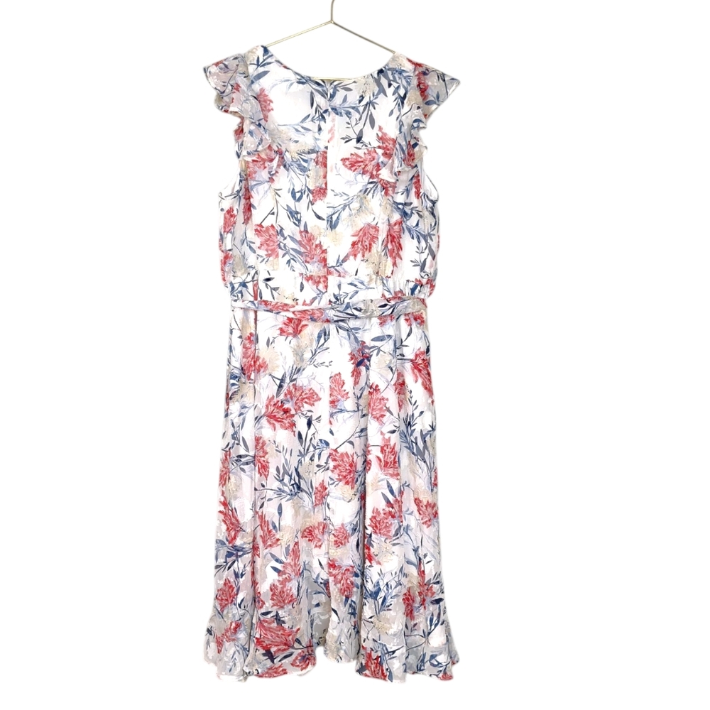 Lane Bryant Women's Elegant Floral Burnout Dress W/Tie Summer Wedding Size 16 - Picture 6 of 14
